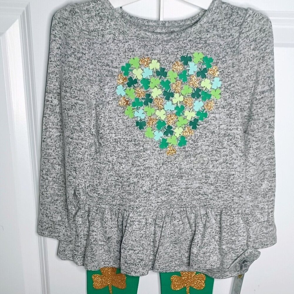 Cat & Jack™ Toddler Girls Shamrock Heart Long Sleeve Cozy Top & Leggings Set 3T